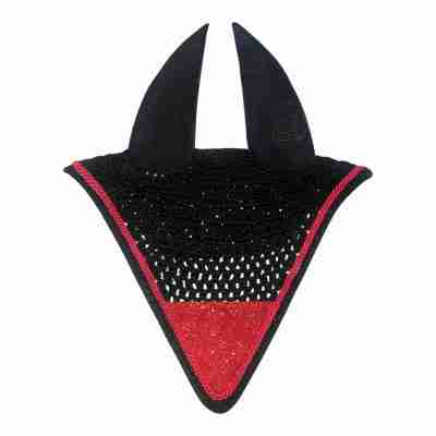 Black And Ruby Red Sparkle Noise Reduce Fly Veil Ears