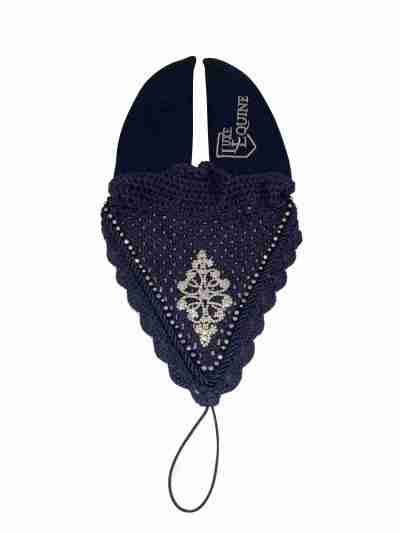 Deluxe Tie Down Crystal Fly Veil In Navy